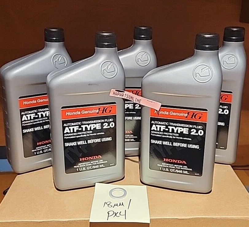 5x QTS Honda OEM ATF Type 2.0 W/Washer Automatic Transmission Fluid NEW SEALED