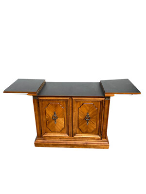 Stanley Walnut Neoclassical Hollywood Regency Flip Top Server