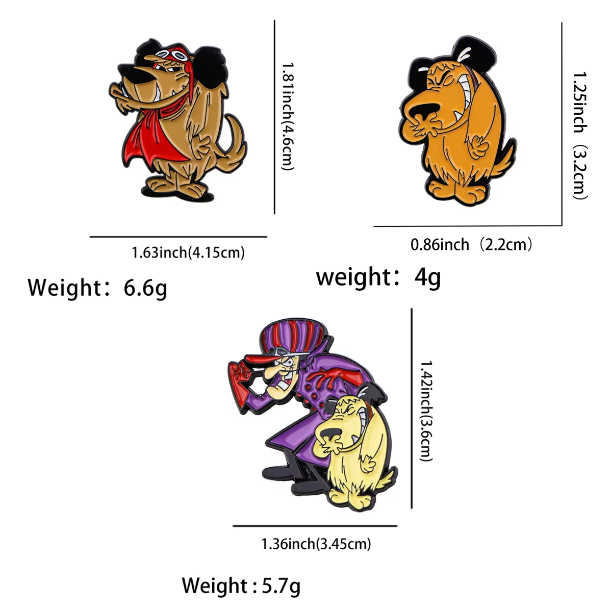 Spille Smalto Wacky Races – Dastardly And Mutley, Anni '70, Nuove, Regalo Per Collezionisti