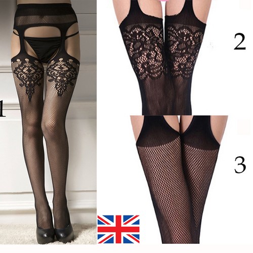 UK Sexy Crotchless Suspender Tights 