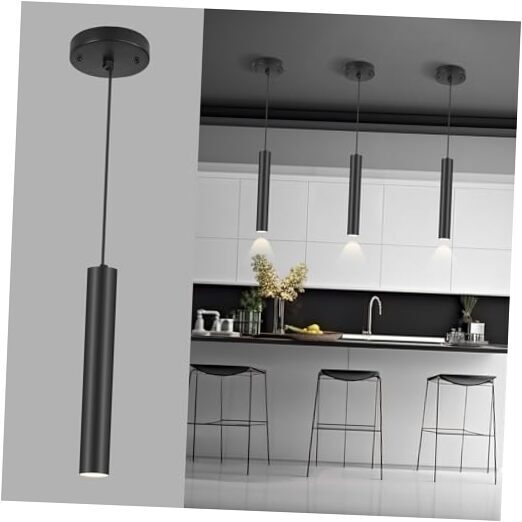 Modern Pendant Light Fixture for Kitchen Island, 1-Light Pendant 15.7in Black