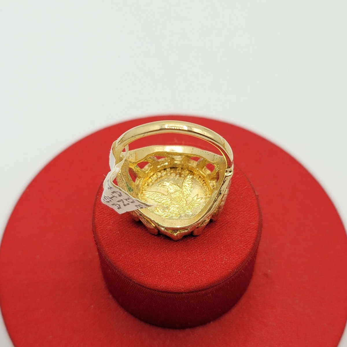 Vtg Sz 6 Ring Faux Coin USA Eagle Jewelry 18K GE Gold Electroplate