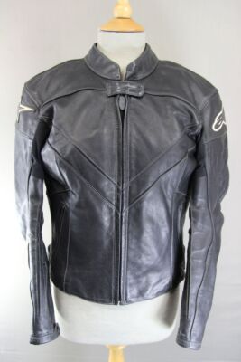 ALPINESTARS STELLA SCHWARZE RINDSLEDER BIKERJACKE MIT THERMOFUTTER: GRÖSSE 12