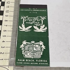 Front Strike Matchbook Cover  The Carlton  Palm Beach, FL  gmg  Unstruck