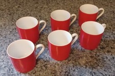 Vintage Child's Lot of 6 Porcelain Teacups Red Made in Japan