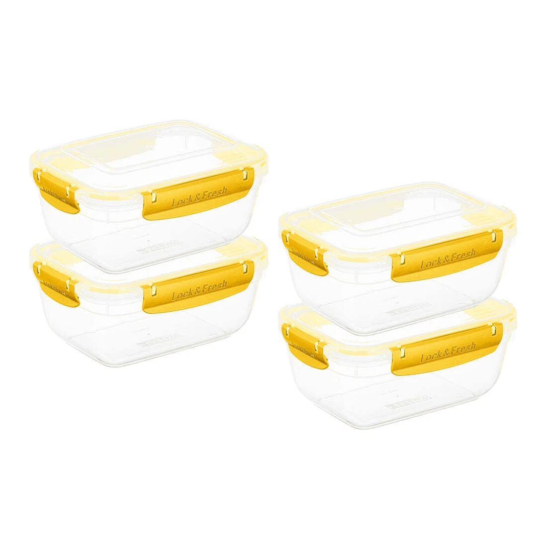 Superio Plastic Food Storage Containers, Airtight Lids, 48 oz., Yellow, 4 pack