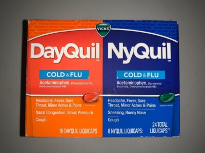 (1 Pack) Vicks - DayQuil & NyQuil - Cold & Flu 24 Liquicaps total- EXP 01/27