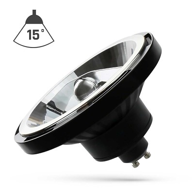 LED AR111 GU10 Reflektor 12W 1050lm 15° Schwarz 230V Warmweiß 830 3000K