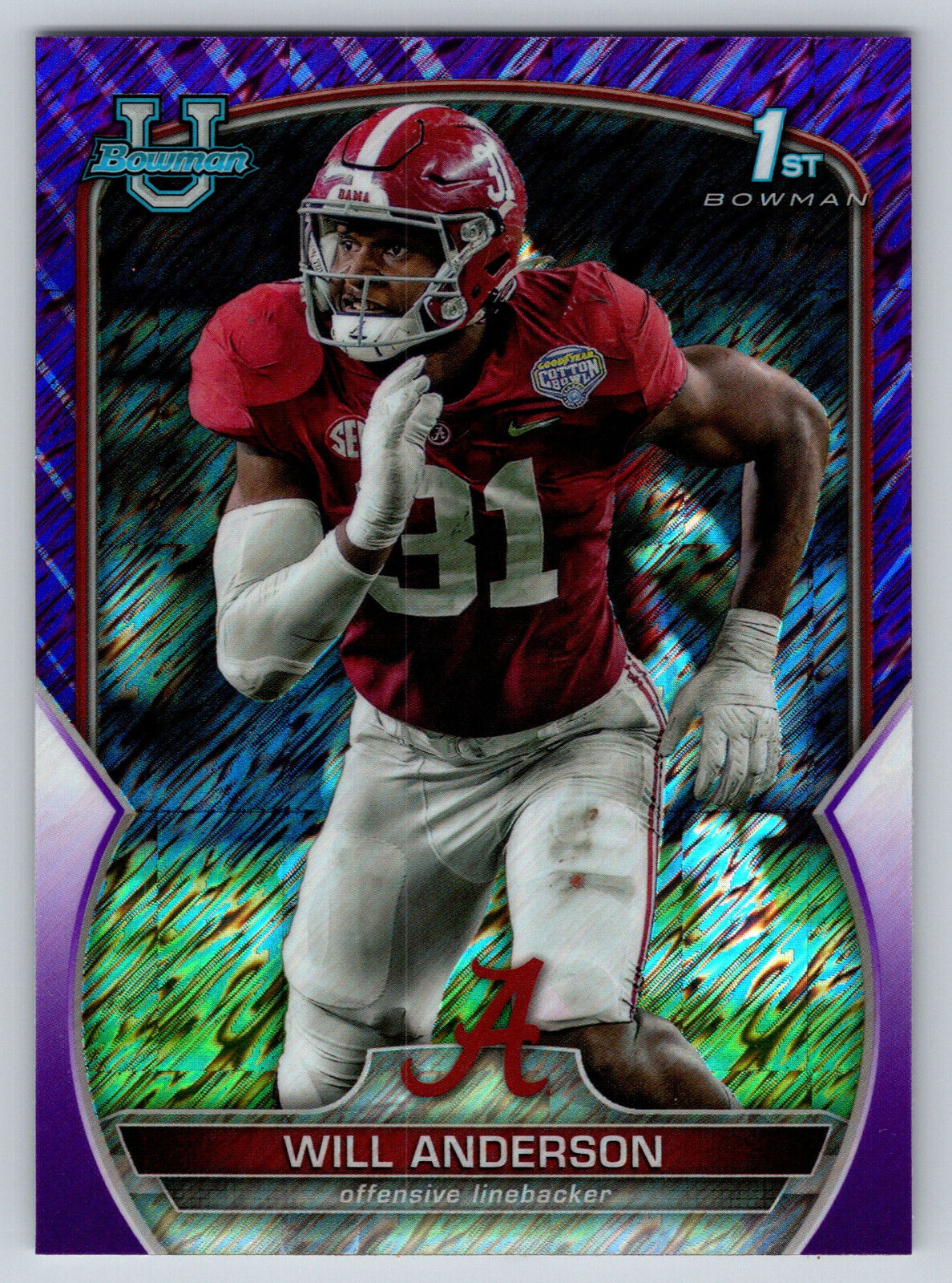 2022 Bowman University Chrome - Purple Shimmer Refractor #52 Will Anderson (RC)