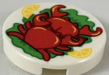 NEW Lego Minifig RED CRABS 2x2 Round WHITE TILE Food Girl Friends Kitchen