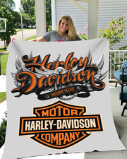 Harley Davidson Enraged Eagle Gift for Bikers Velveteen Plush Fleece Blanket