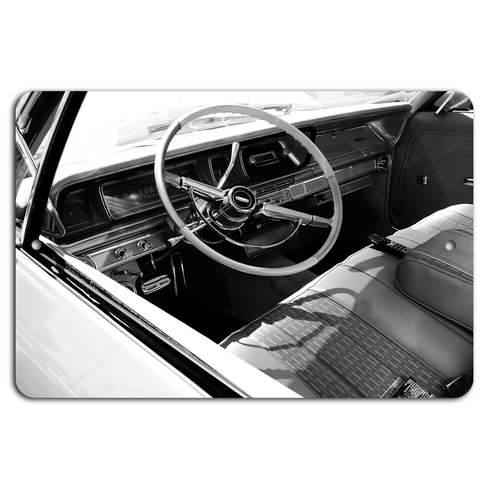 Classic Car Interior: Vintage Elegance in Black & White