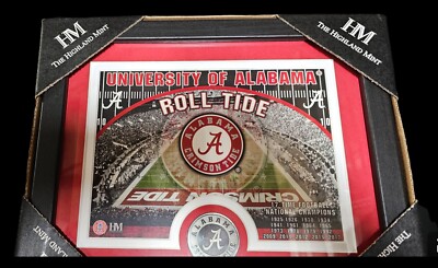 Alabama Crimson Tide Photo Frame w/ Print & Minted Coin 11x9 Highland Mint NCAA