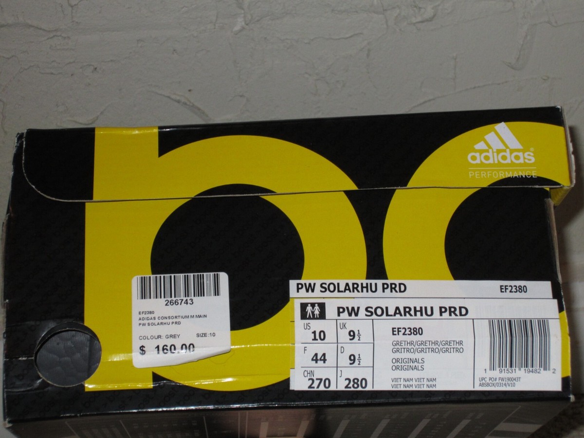 ym adidas PW SolarHu PRD Greyscale Pack Grey Three Men's Size 10 NEW