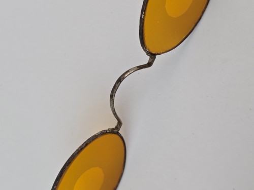 Antique Sharp shooter’s Eyeglasses Orange Frosted Glass Spectacles Target shoot - Picture 5 of 16