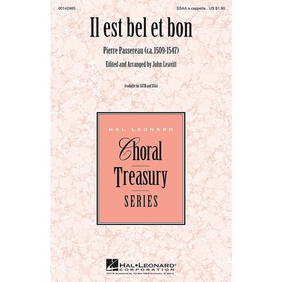 Hal Leonard Il est Bel et Bon SSAA A Cappella arranged by John Leavitt