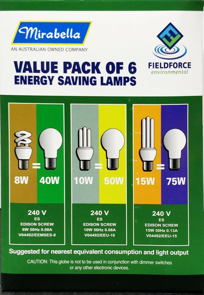 24 x Mirabella CFL Globes Bulbs Variety Pack Warm White 2700K CFL Screw E27 - Image 2 of 4