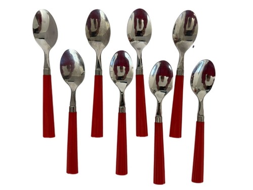 Lot of 40 Service of 8 Taiwan Stainless Flatware Red Bakelite Handles Vintage - Picture 4 of 5