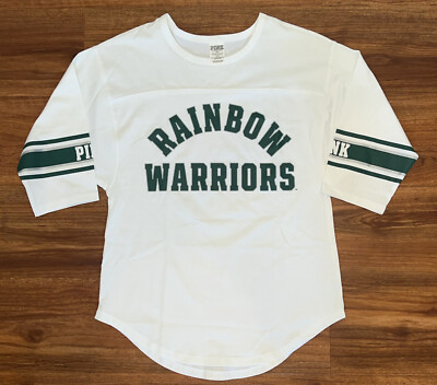 T-shirt Victoria's Secret PINK - Motif Bling Hawaii Rainbow Warriors, Col V, Neuf Avec étiquettes