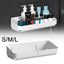 1/2x Wall Storage Shower Suction Shelf Bathroom Basket Caddy Rack No Punching