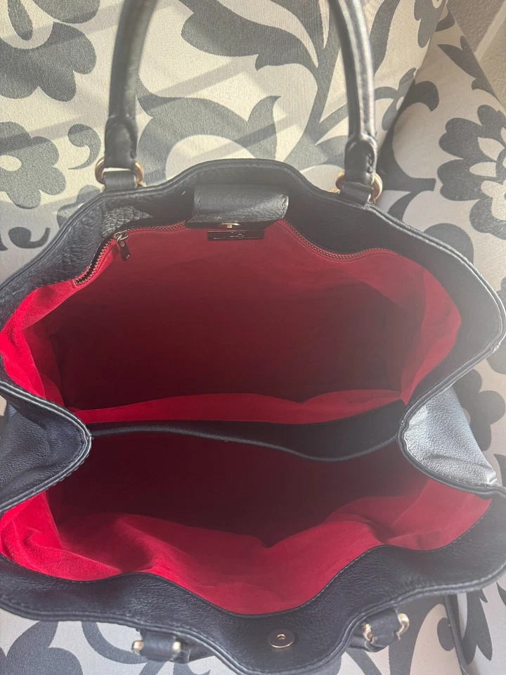 Carolina Herrera Black Leather CH Charm Tote - Image 2 of 4