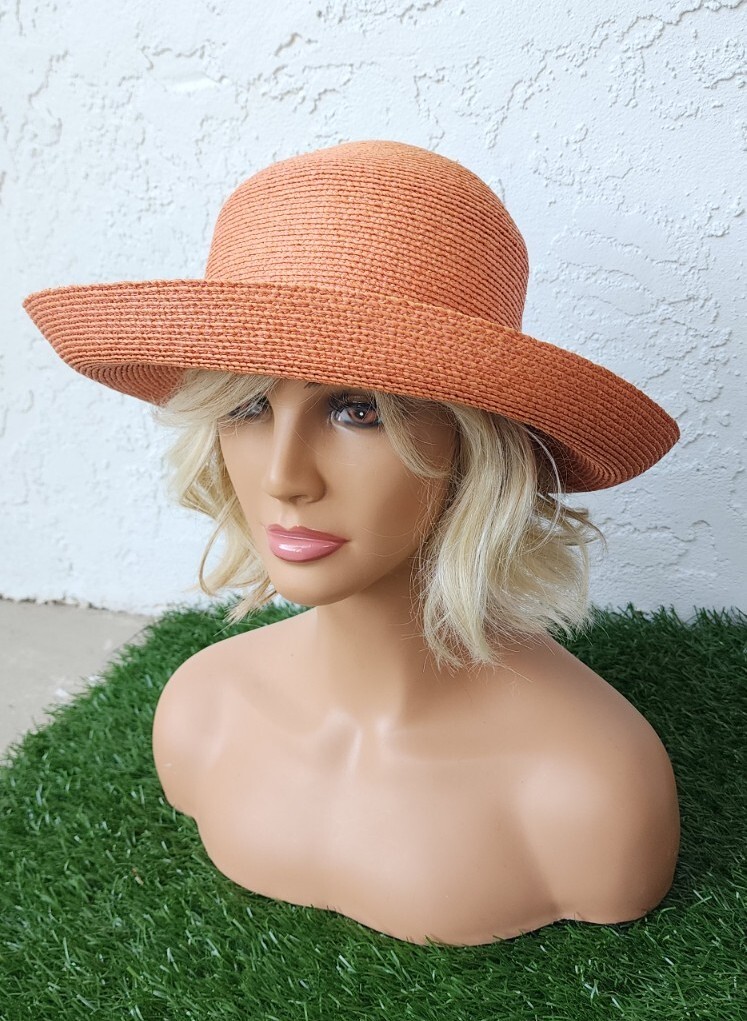 Annabel Ingall Australia Woven Sun Hat Orange Pink Brown  display picture 3