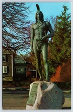 Massachusetts Plymouth Rock Indian chief Massasoit Vintage Postcard