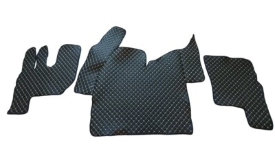 Bodenmatten Eco Leder Für Renault Gama T Tunnel 21+ Links Schwarz Mit Gelb