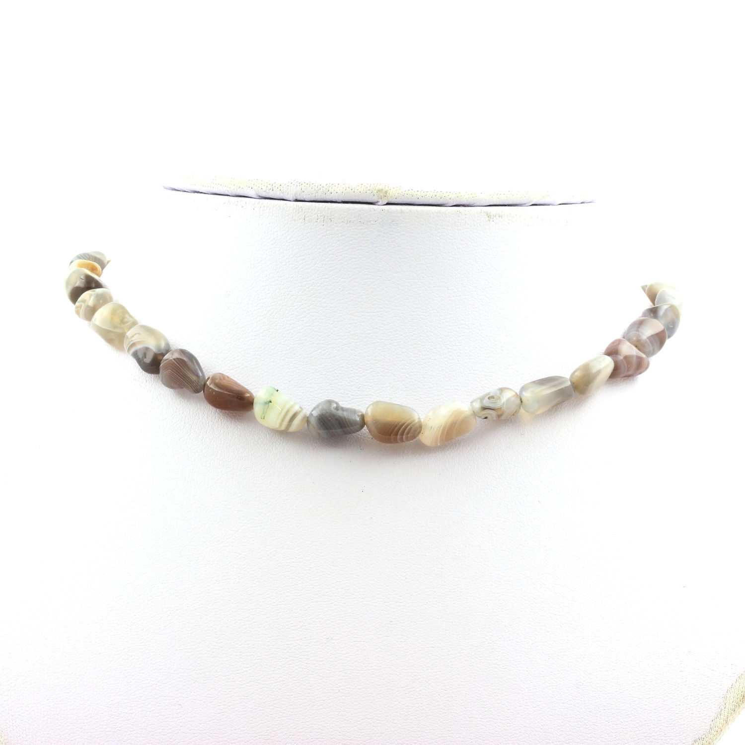 Collier en agate du Botswana et chaîne acier anti-stress et élégant