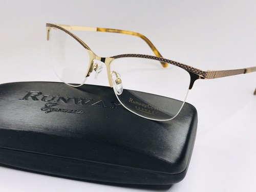 Nuovi occhiali da vista firmati Runway Couture RCE-296 marrone e oro 53 mm con custodia - Foto 2 di 12