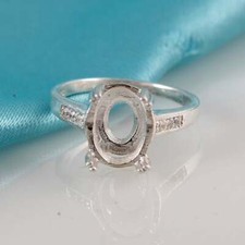 925 Silver 9x11 mm Oval Semi Mount Ring Setting CZ Setting Engagement Setting