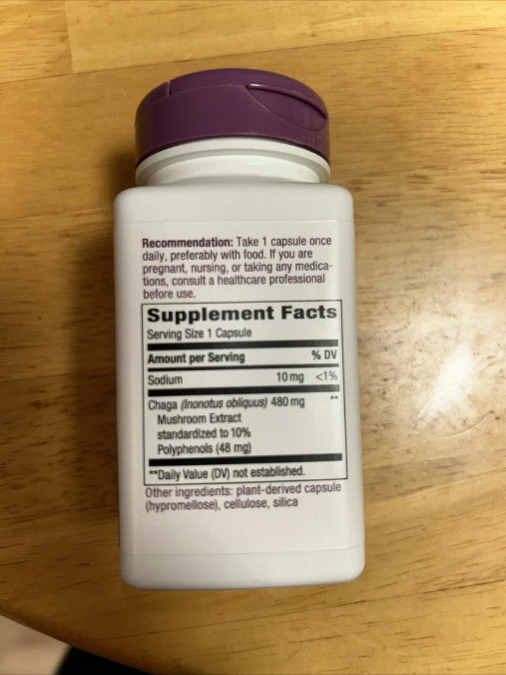 Natures Way 480 mg CHAGA Hongo Premium Antioxidante Inmunidad 30 cápsulas veganas Foto 2 de 4