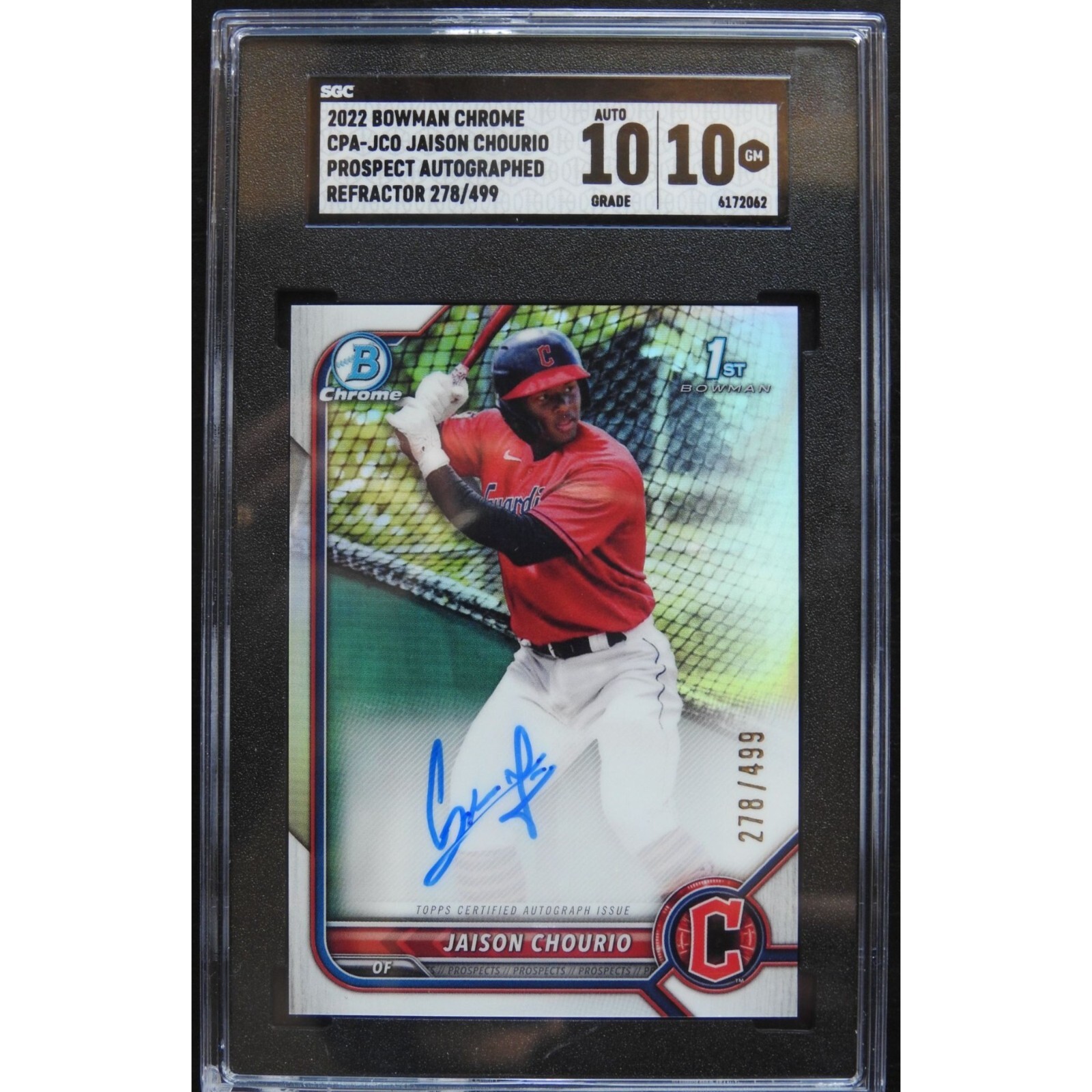 2022 Jaison Chourio 1st Bowman Chrome Refractor Auto #/499 SGC 10/10 GEM MINT