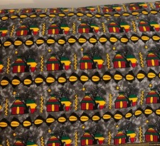 9 yard authentic African map and house fabric. 15 per a yard