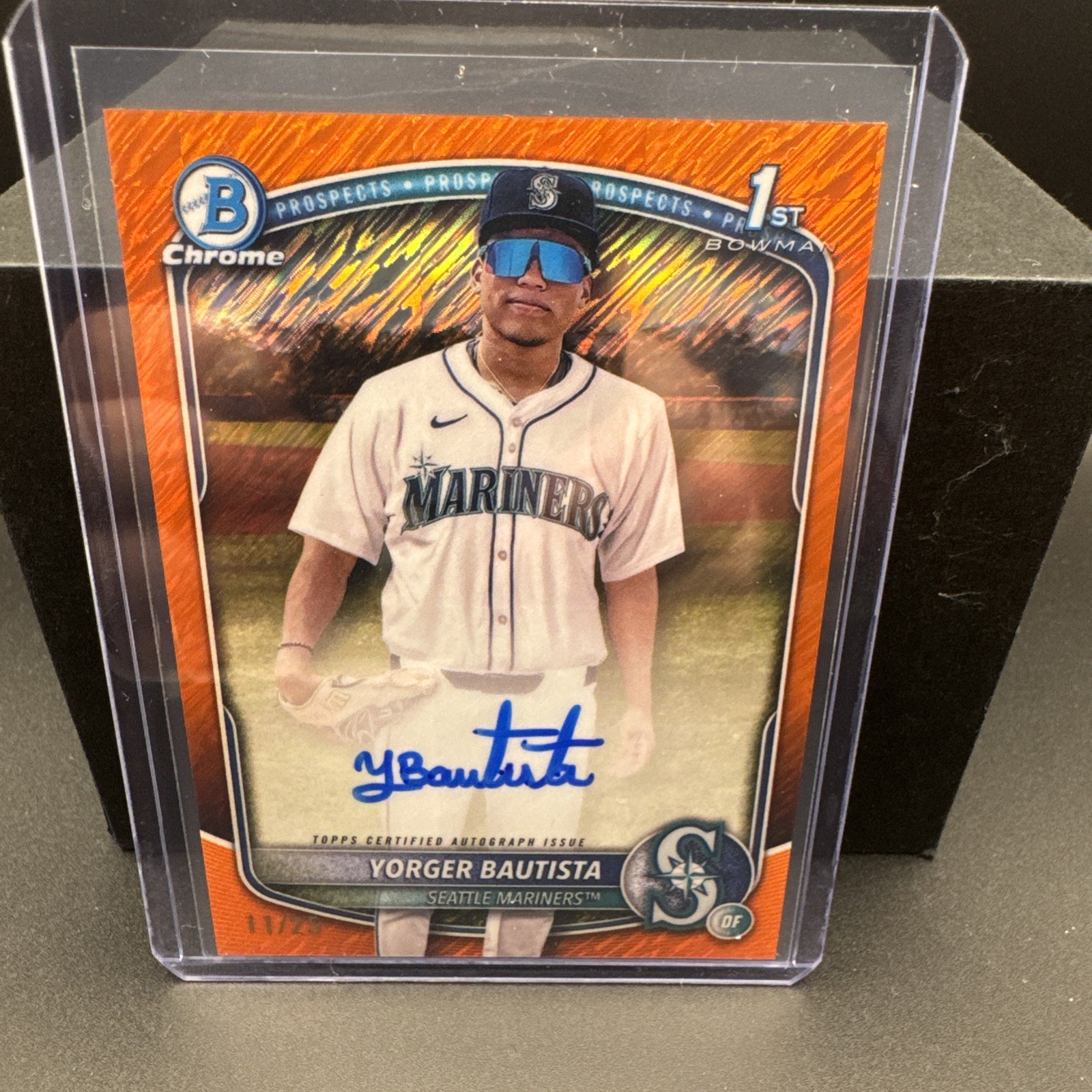 2025 Bowman Chrome Yorger Bautista Orange Shimmer Auto /25 Seattle Mariners 1st
