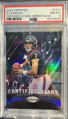 2023 Panini Certified - Certified Stars C.J. Stroud MIRROR BLUE RC /75 PSA 8