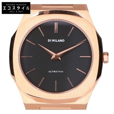D1 MILANO Ultra Thin Rose Gold Quartz Watch Black Dial From Japan