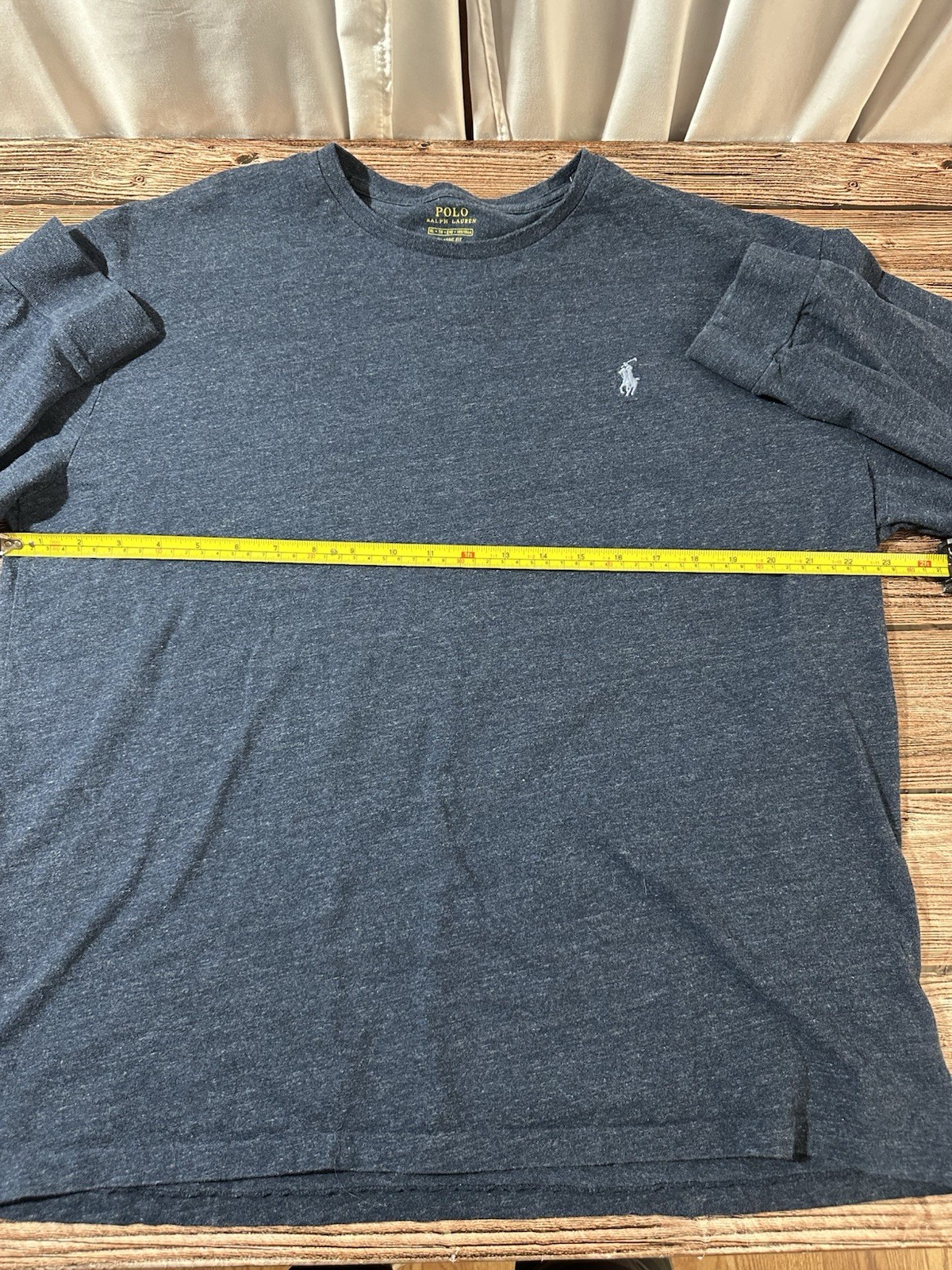 Polo Ralph Lauren Uomo XL Camicia Blu Manica Lunga Pony Vestibilità Classica T shirt