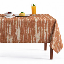 Cinnamon Distressed Vertical Stri  Jacquard Tablecloth Lanora Wedding Cover