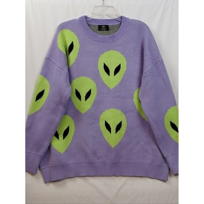 Dressed In LALA Purple Alien Sweater NWT Women's Size Large/X Large