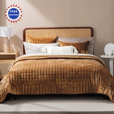 RECYCO Luxury Velvet Quilt Set King Size Bedding Sets Ultra Soft Velvet