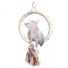 Pet Parrot Birds Cage Toy Cotton Rope Circle Ring Stand Chew Bite Hanging Swing