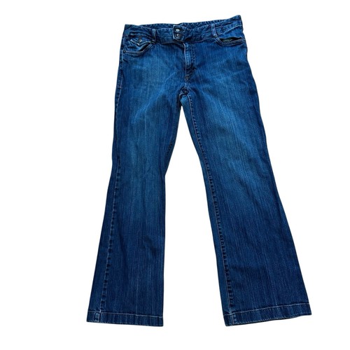 Eddie Bauer Jeans Womens 12 Blue Bootcut Dark Wash Denim Casual Pockets 32x30 - Picture 2 of 17