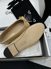 CHANEL Two-Tone Ballerina Flats   Beige/Black   Size 37C