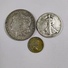 Lot $1.50 face 1921 Morgan Silver Dollar 1945 Liberty Half 90% Below Melt BONUS