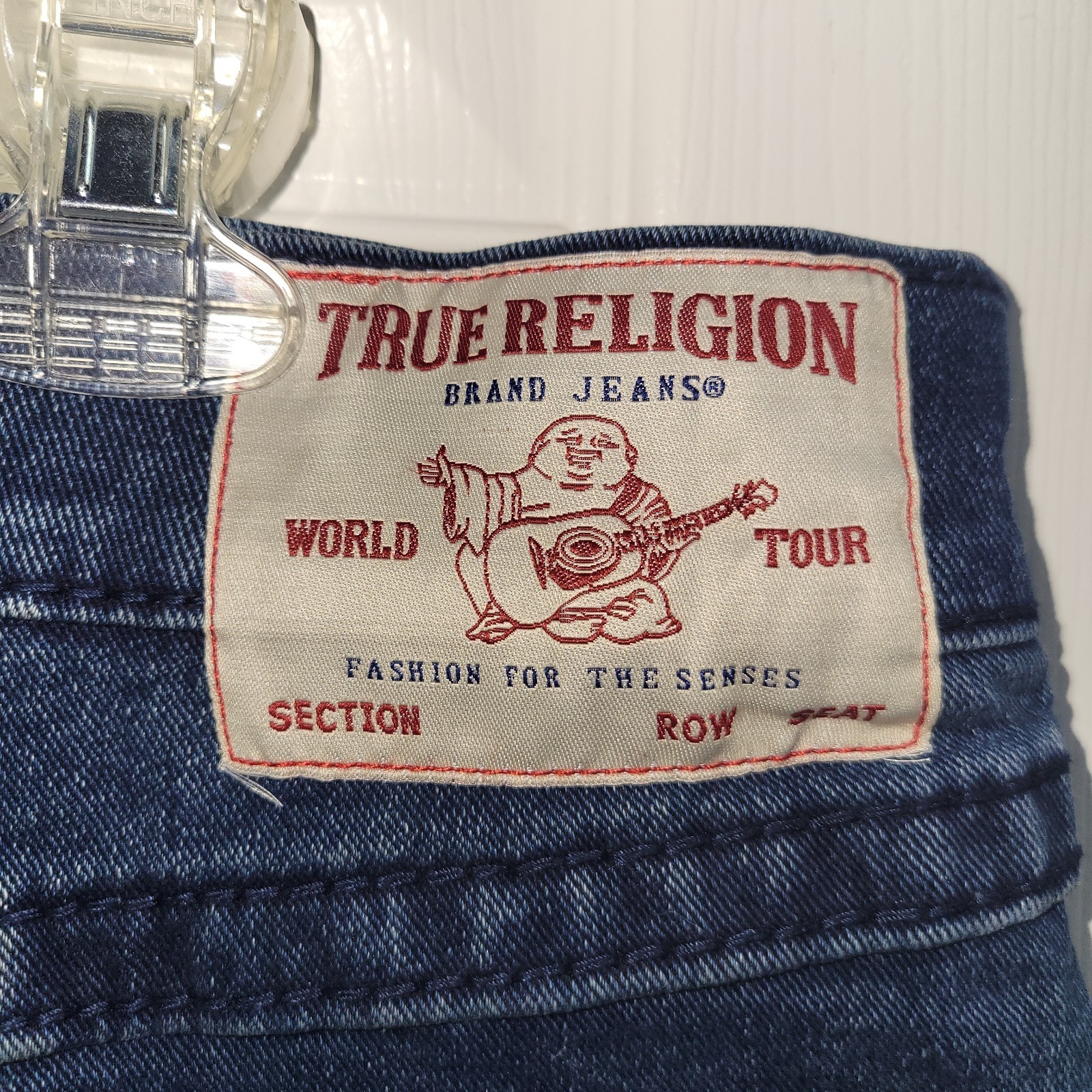 True Religion Geno Relaxed Slim Jeans Big T Flap Red Stitch Mens 36 x 30" NWT thumbnail 7