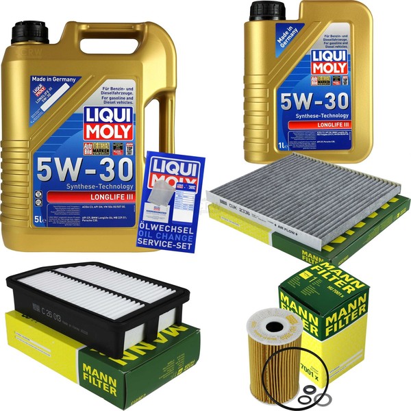Mann Inspektionspaket 6L Liqui Moly Longlife III 5W-30 FüR KIA Sportage 1.7 Crdi-image