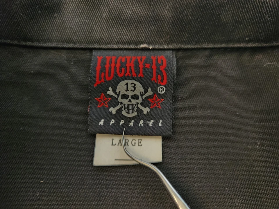 Chaqueta Lucky 13 Apparel Coaches Talla Grande Y2K Tatuaje Rockabilly Cromo Calavera Foto 3 de 4