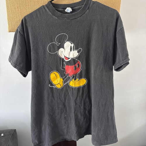VTG Character Fashions Mickey Mouse Black 1980s Single Stitch Cartoon T Shirt L