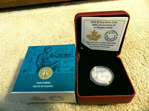 2015 CANADIAN $3.00 FINE SILVER 100th ANNIVERSARY OF IN FLANDERS FIELDS